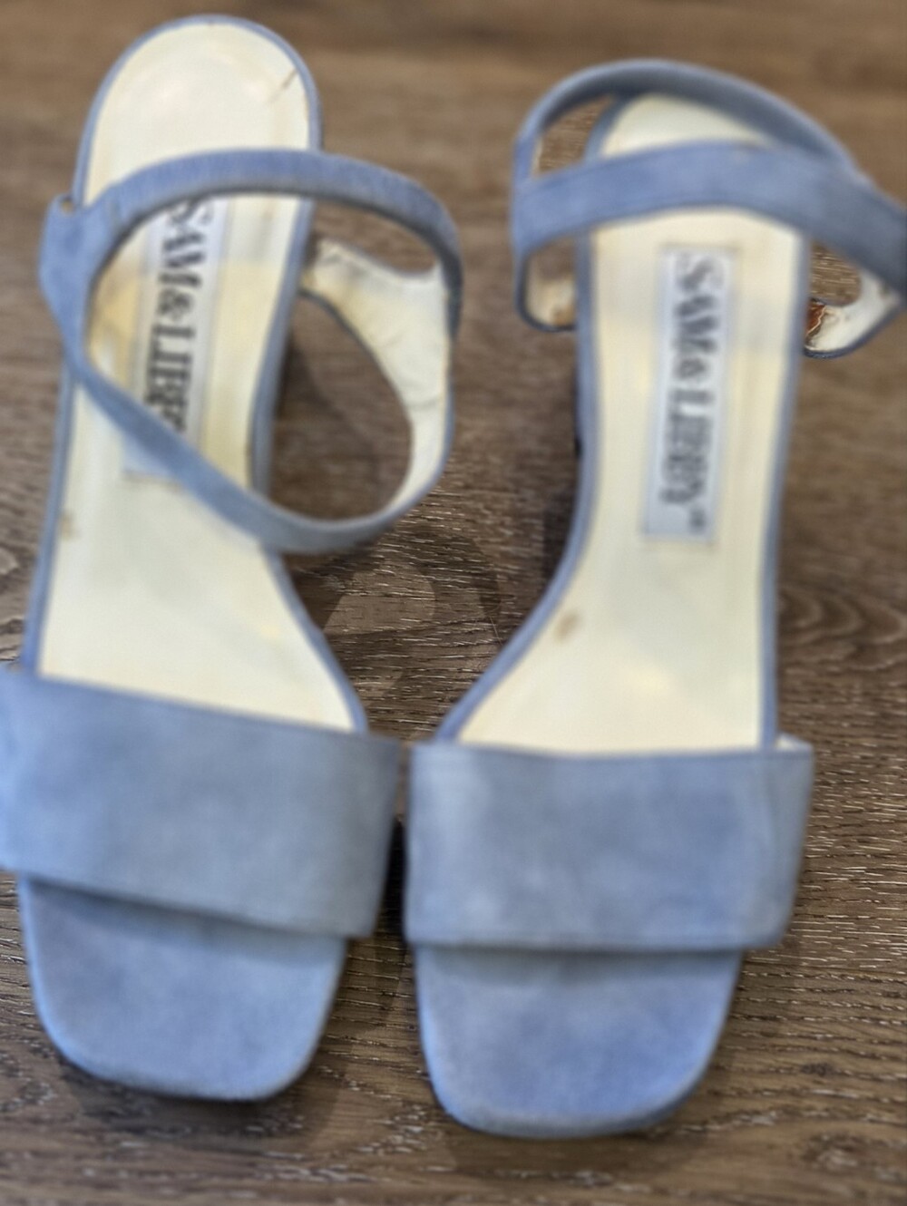 Sam & Libby Blue Suede Slingback Heels (Size 7) - Picture 1 of 8